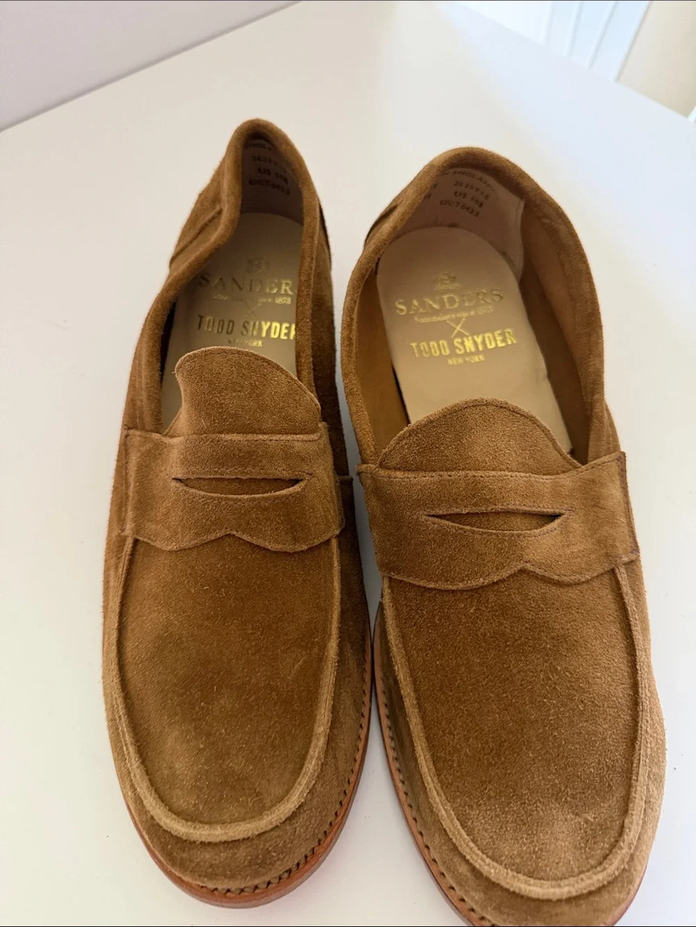 Todd Snyder X Sanders Mens Brown Suede Penny Loafers Sz 10.5.  Tub10